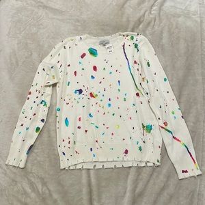Fate sweater with rainbow shiny splatter paint effect